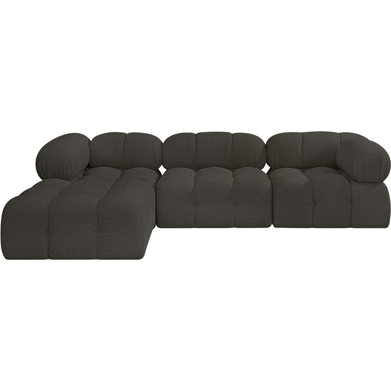 meridian furniture ames brown boucle fabric modular sectional