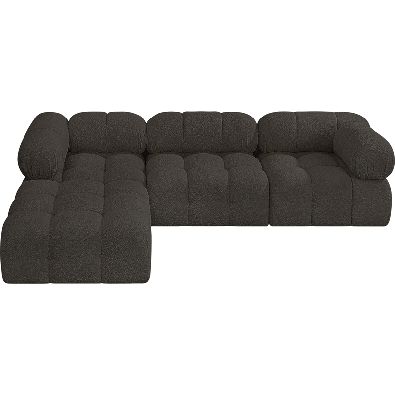 meridian furniture ames brown boucle fabric modular sectional