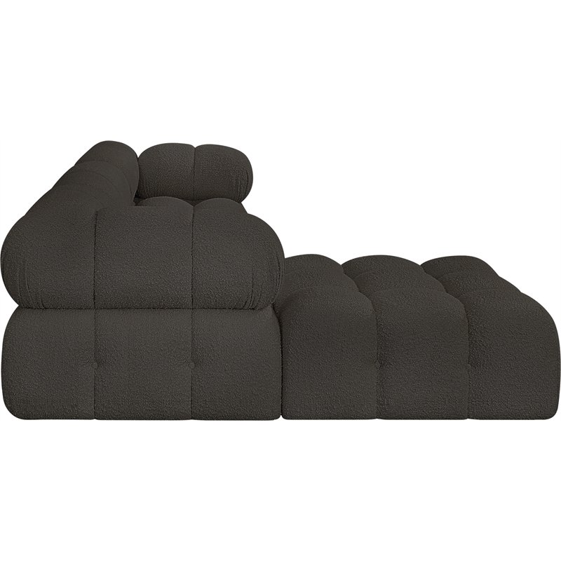 meridian furniture ames brown boucle fabric modular sectional