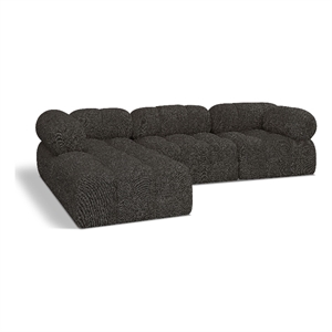 meridian furniture ames brown boucle fabric modular sectional