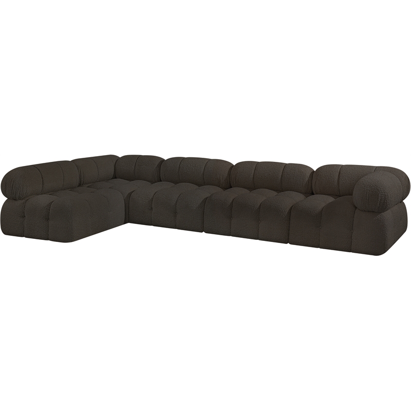 Meridian Furniture Ames Brown Boucle Fabric Modular Sectional