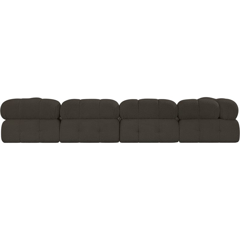 meridian furniture ames brown boucle fabric modular sectional