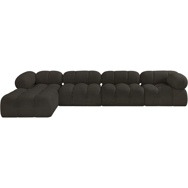 meridian furniture ames brown boucle fabric modular sectional