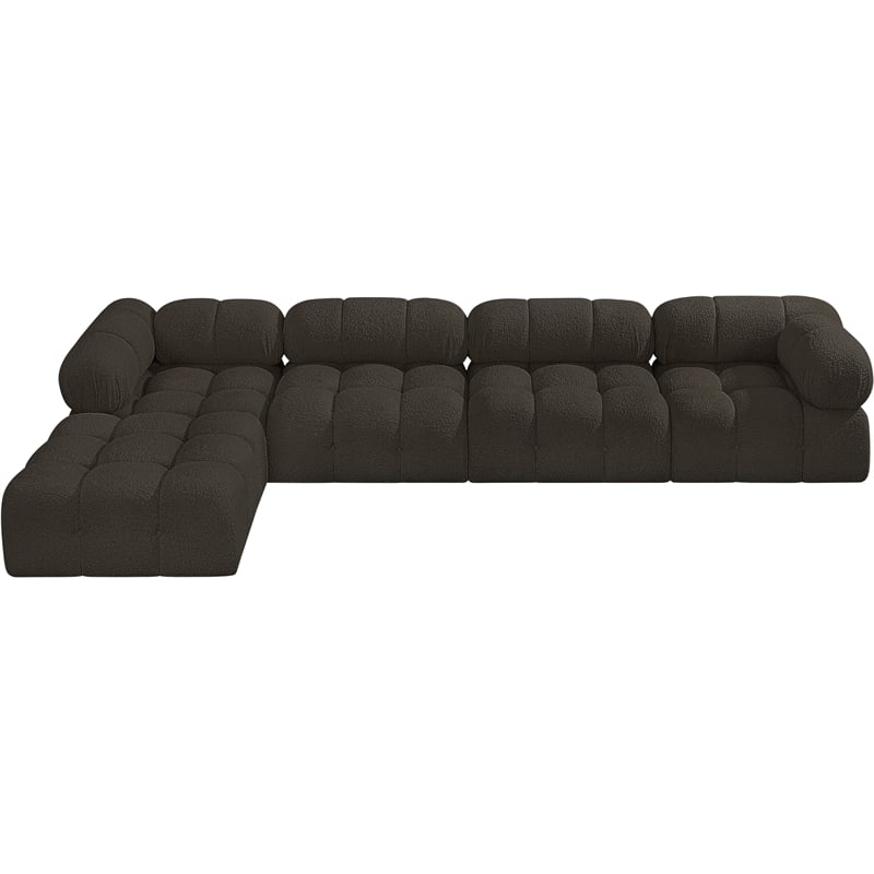 meridian furniture ames brown boucle fabric modular sectional