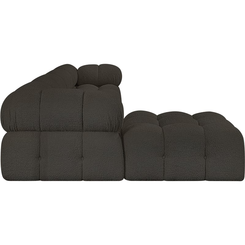 meridian furniture ames brown boucle fabric modular sectional