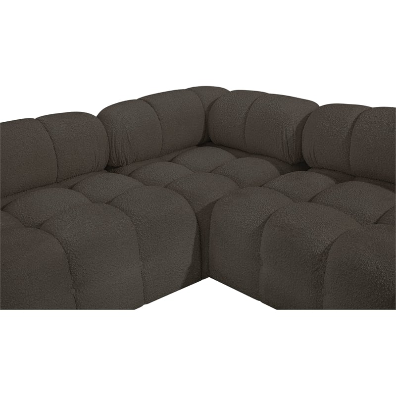 meridian furniture ames brown boucle fabric modular sectional