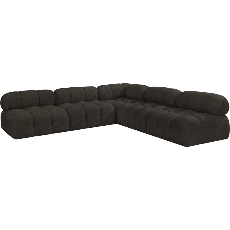 Meridian Furniture Ames Brown Boucle Fabric Modular Sectional