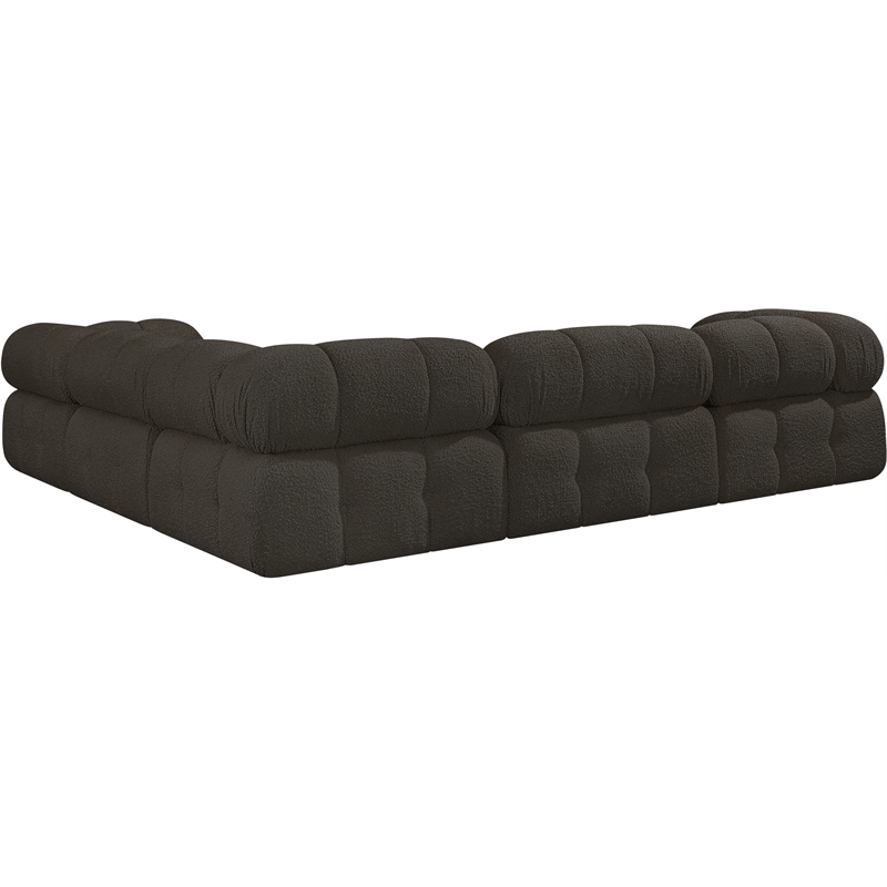 meridian furniture ames brown boucle fabric modular sectional