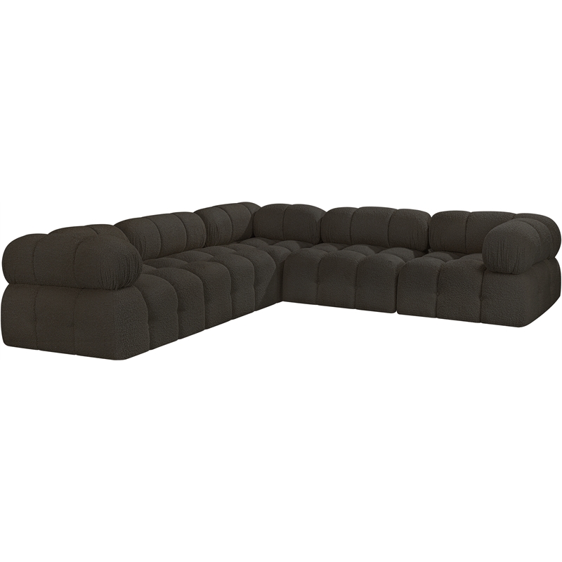 meridian furniture ames brown boucle fabric modular sectional
