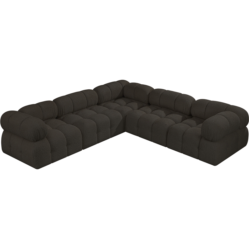 meridian furniture ames brown boucle fabric modular sectional