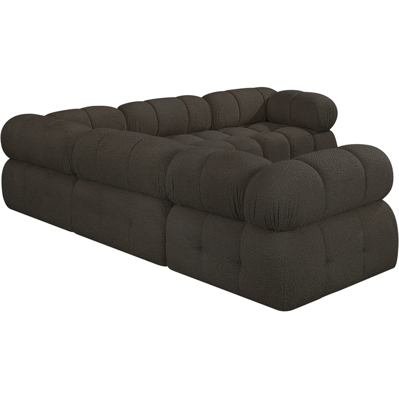 meridian furniture ames brown boucle fabric modular sectional