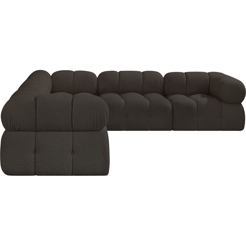 meridian furniture ames brown boucle fabric modular sectional