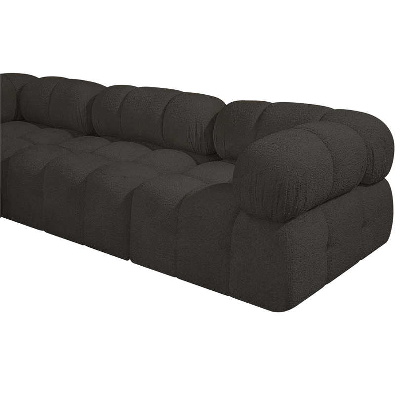 meridian furniture ames brown boucle fabric modular sectional