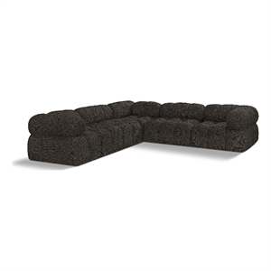 meridian furniture ames brown boucle fabric modular sectional