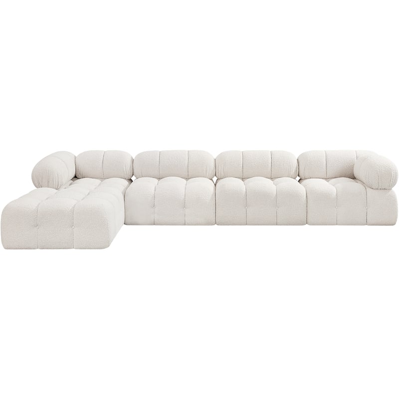 Meridian Furniture Ames Cream Boucle Fabric Modular Sectional