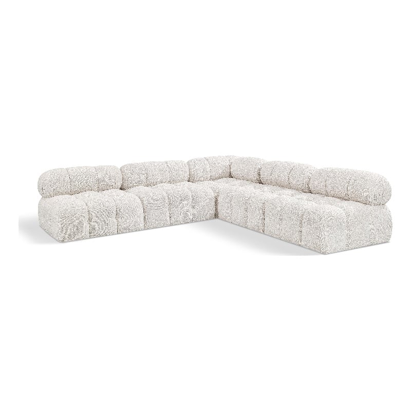 Meridian Furniture Ames Cream Boucle Fabric Modular Sectional