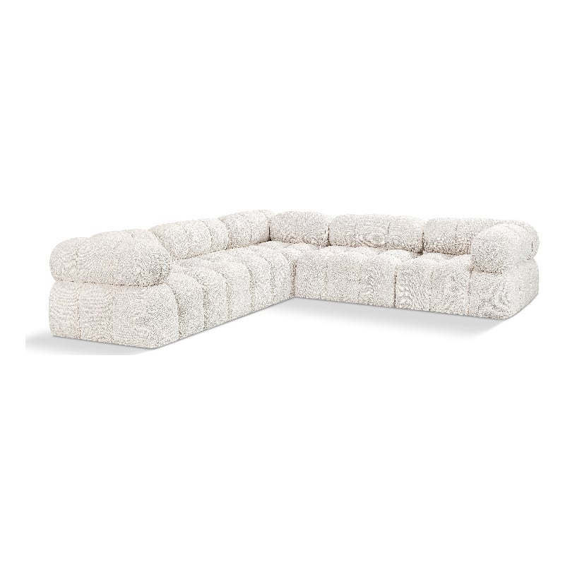 Meridian Furniture Ames Cream Boucle Fabric Modular Sectional