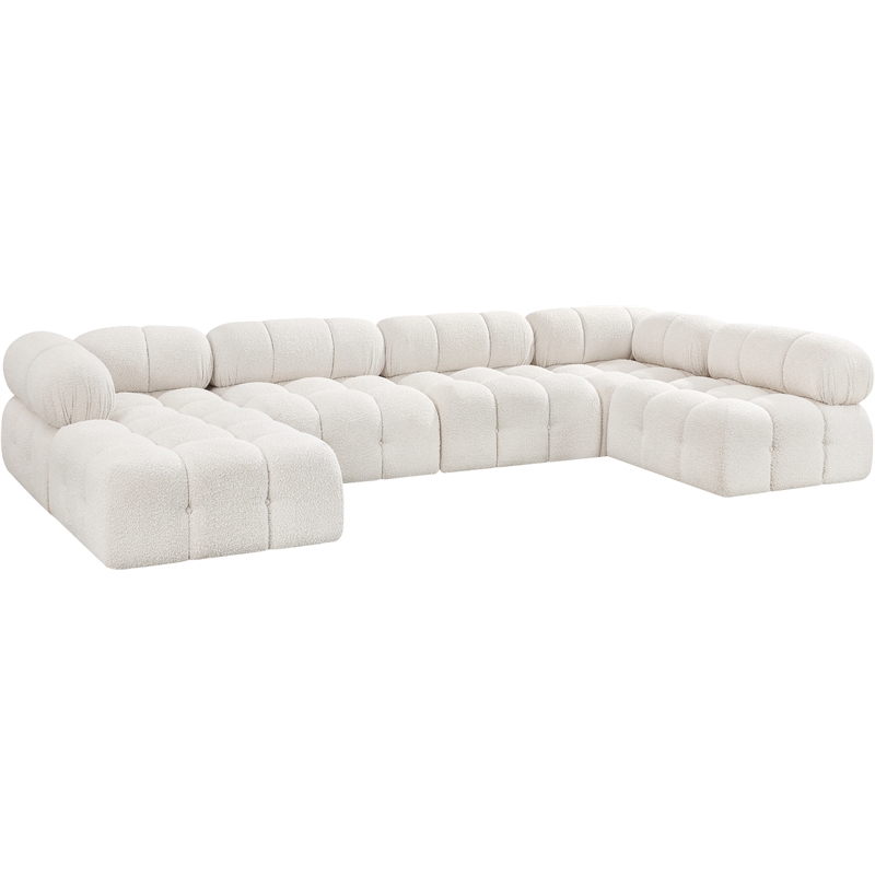 Meridian Furniture Ames Cream Boucle Fabric Modular Sectional