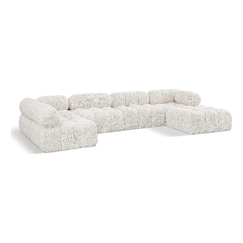 Meridian Furniture Ames Cream Boucle Fabric Modular Sectional