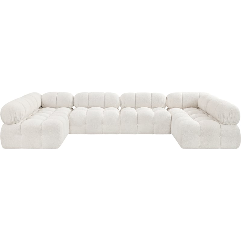 Meridian Furniture Ames Cream Boucle Fabric Modular Sectional