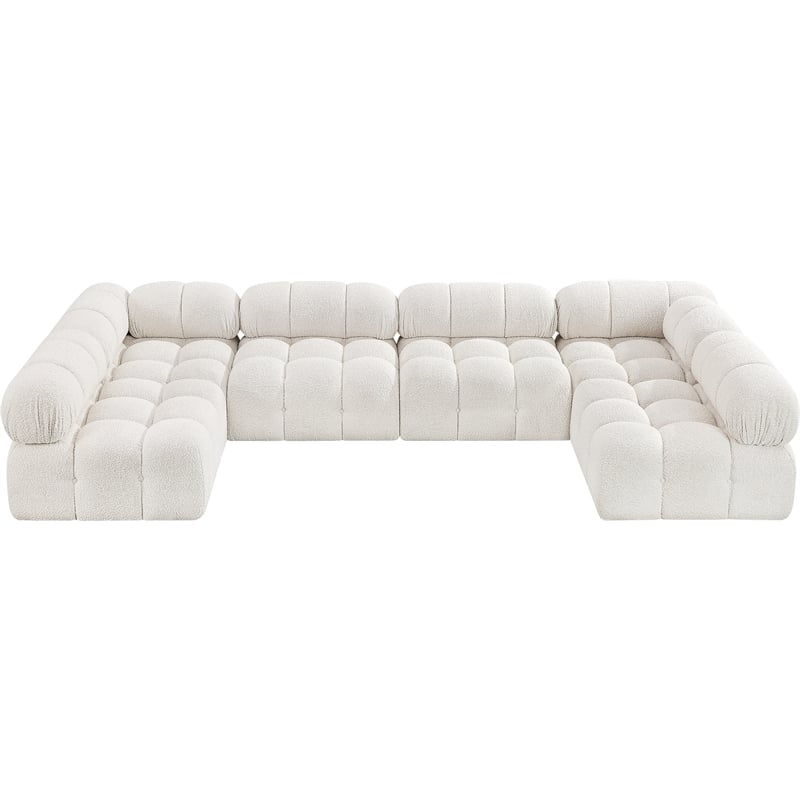 Meridian Furniture Ames Cream Boucle Fabric Modular Sectional