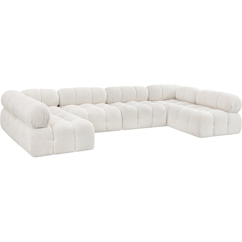 Meridian Furniture Ames Cream Boucle Fabric Modular Sectional