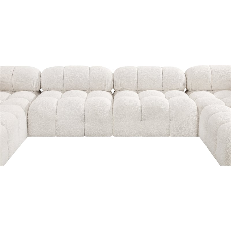 Meridian Furniture Ames Cream Boucle Fabric Modular Sectional