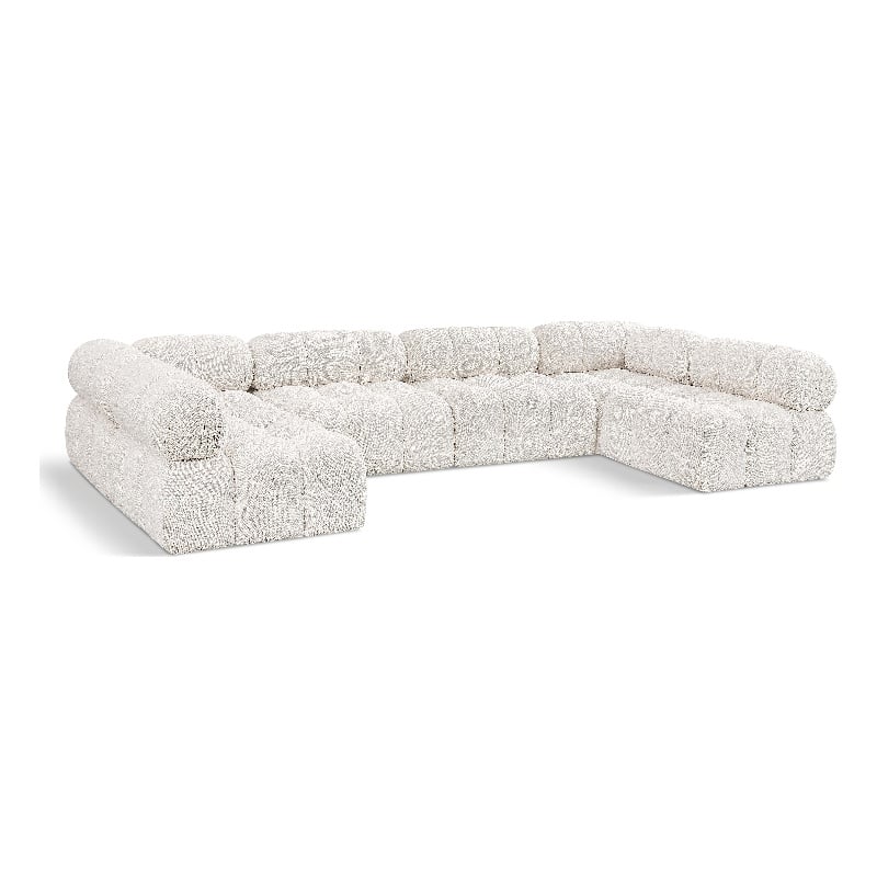 Meridian Furniture Ames Cream Boucle Fabric Modular Sectional