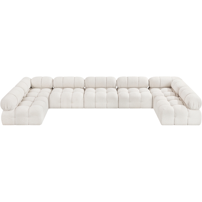 Meridian Furniture Ames Cream Boucle Fabric Modular Sectional
