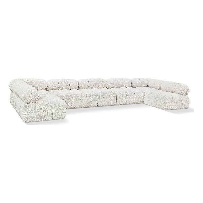 Meridian Furniture Ames Cream Boucle Fabric Modular Sectional