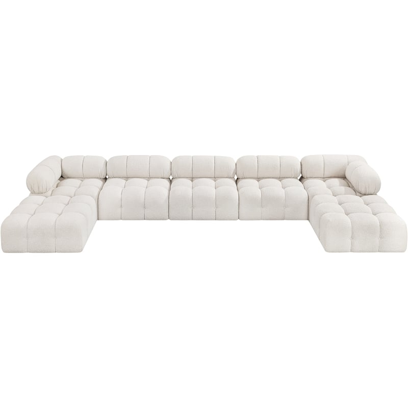 Meridian Furniture Ames Cream Boucle Fabric Modular Sectional