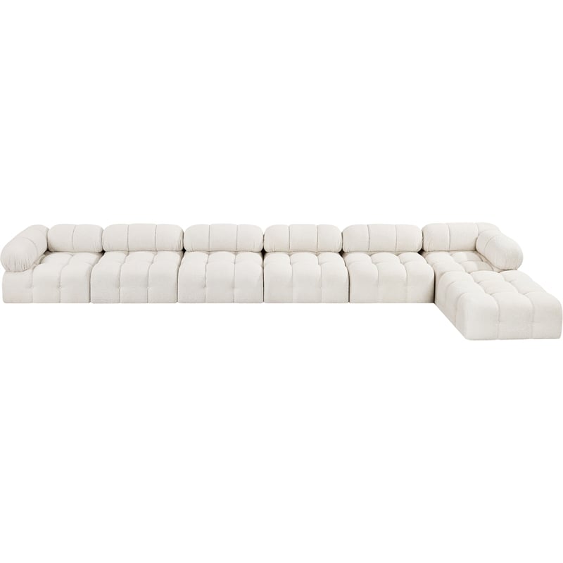 Meridian Furniture Ames Cream Boucle Fabric Modular Sectional