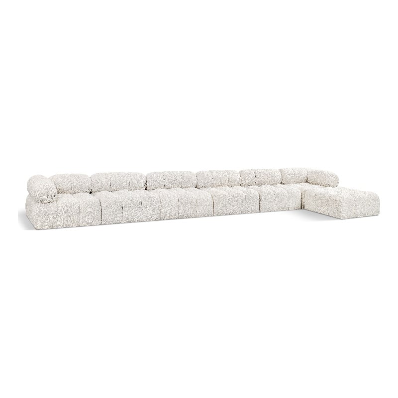 Meridian Furniture Ames Cream Boucle Fabric Modular Sectional