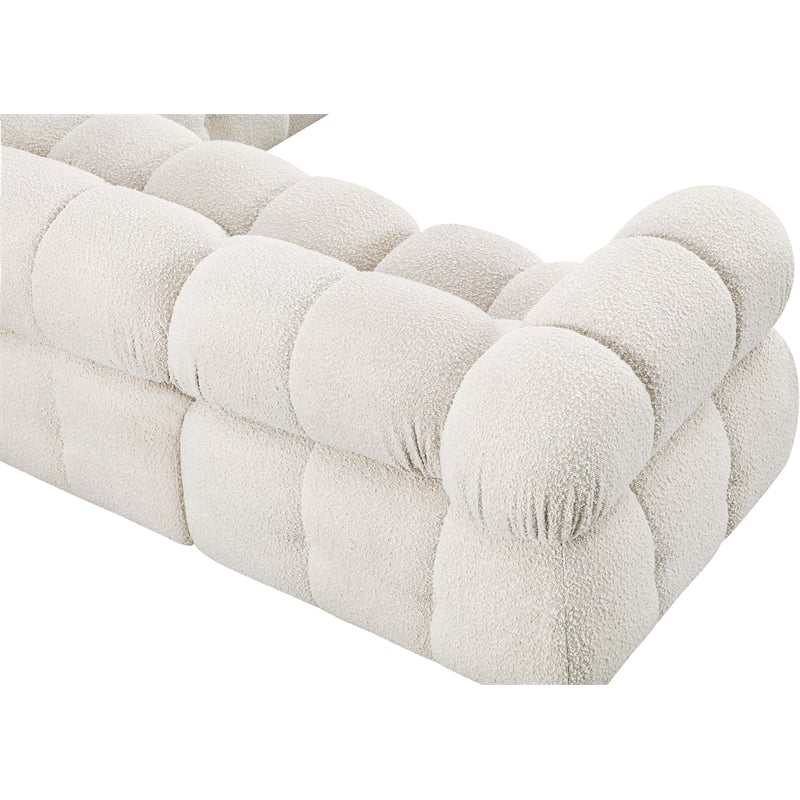 Meridian Furniture Ames Cream Boucle Fabric Modular Sectional