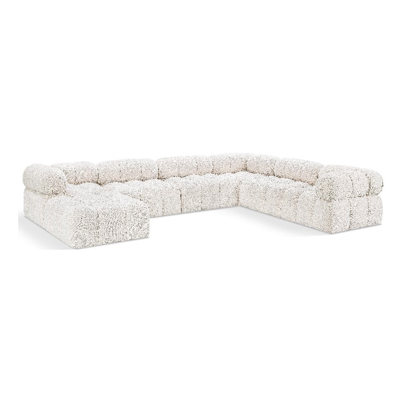Meridian Furniture Ames Cream Boucle Fabric Modular Sectional