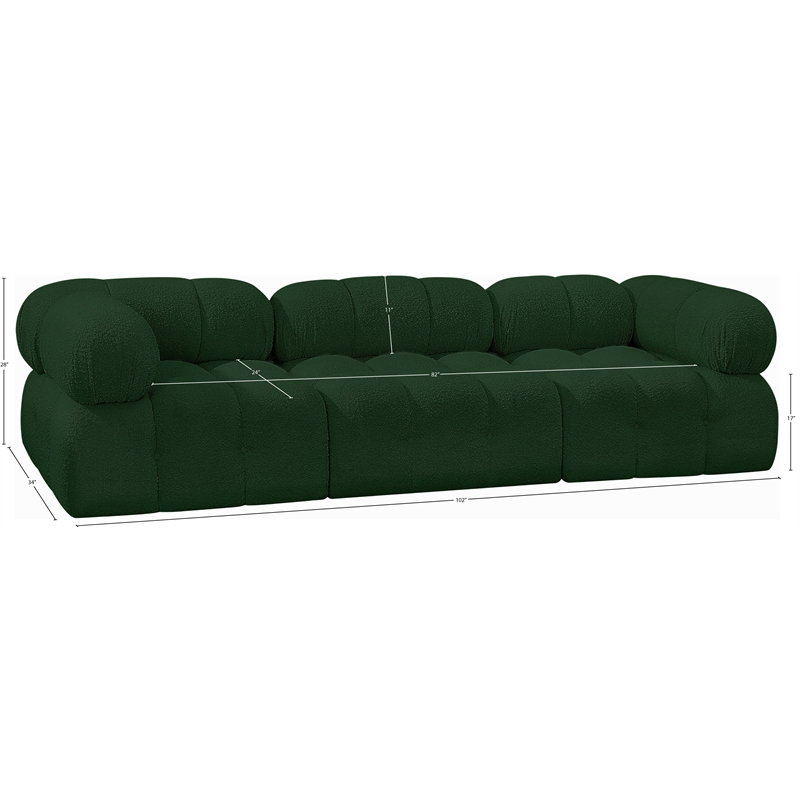 Meridian Furniture Ames Green Boucle Fabric Modular Sofa
