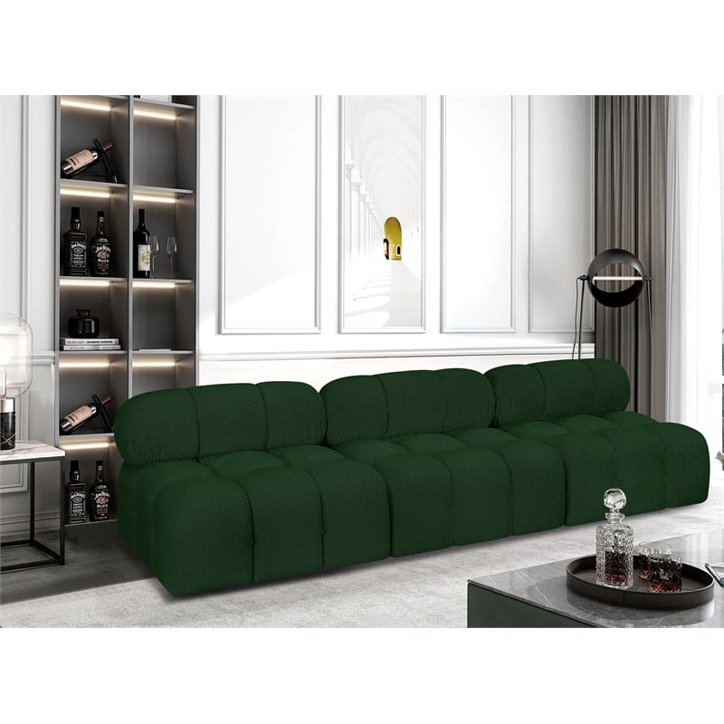 Meridian Furniture Ames Green Boucle Fabric Modular Sofa