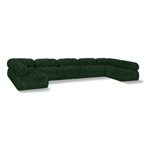 meridian furniture ames green boucle fabric modular sectional
