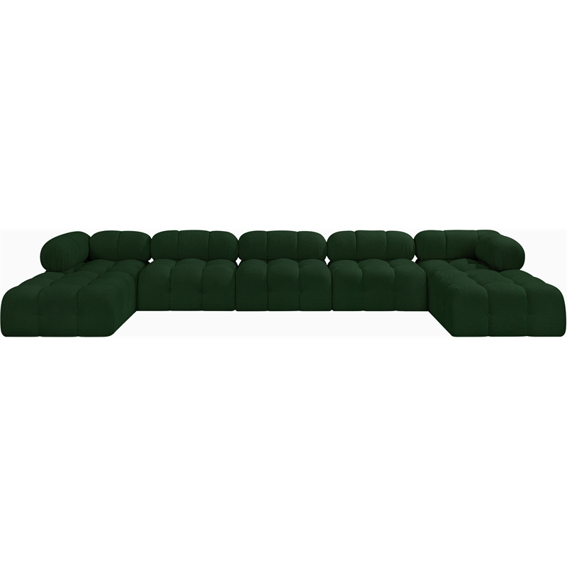 Meridian Furniture Ames Green Boucle Fabric Modular Sectional