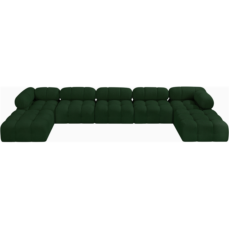 Meridian Furniture Ames Green Boucle Fabric Modular Sectional