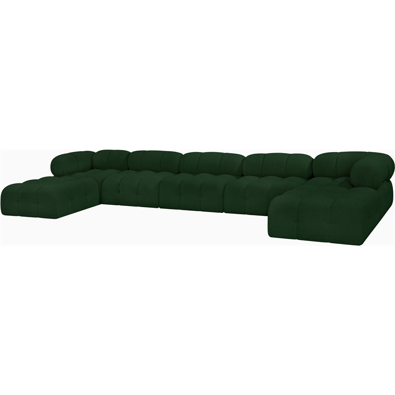 Meridian Furniture Ames Green Boucle Fabric Modular Sectional