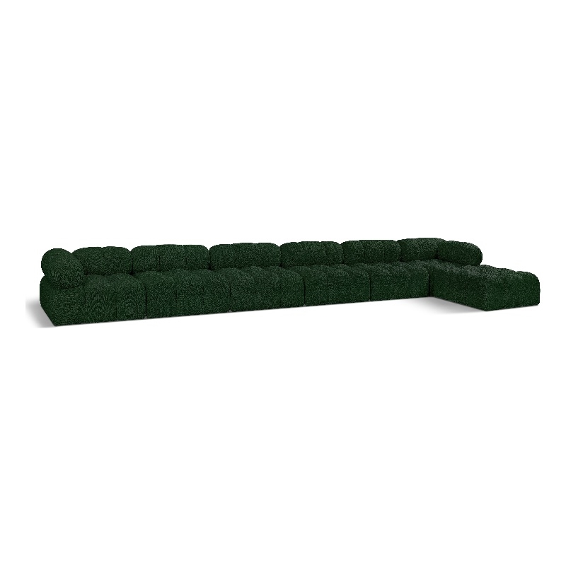 Meridian Furniture Ames Green Boucle Fabric Modular Sectional