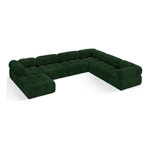 meridian furniture ames green boucle fabric modular sectional