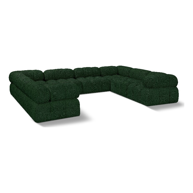 Meridian Furniture Ames Green Boucle Fabric Modular Sectional