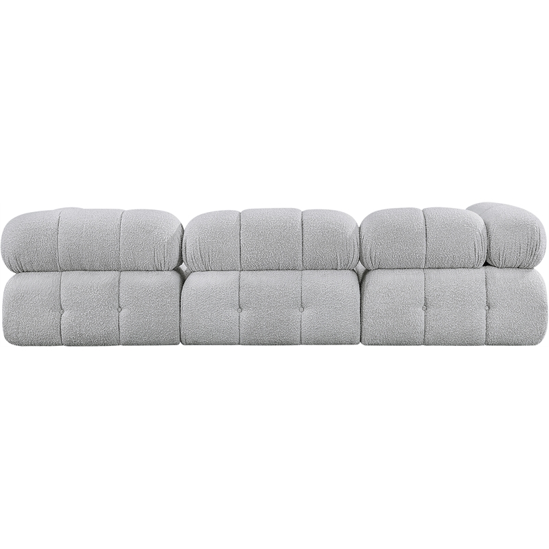 meridian furniture ames grey boucle fabric modular sofa