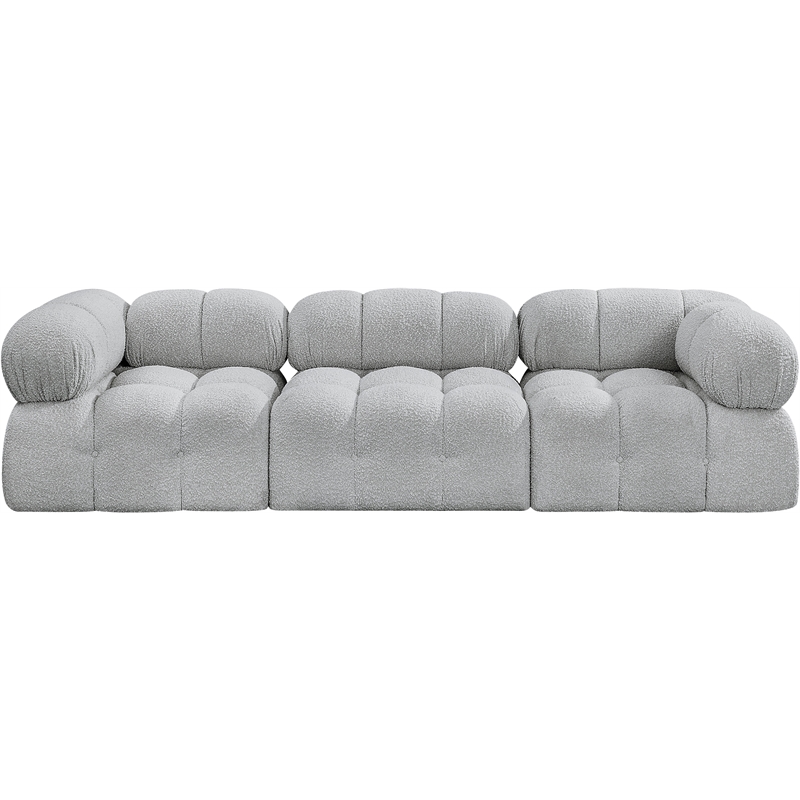 meridian furniture ames grey boucle fabric modular sofa