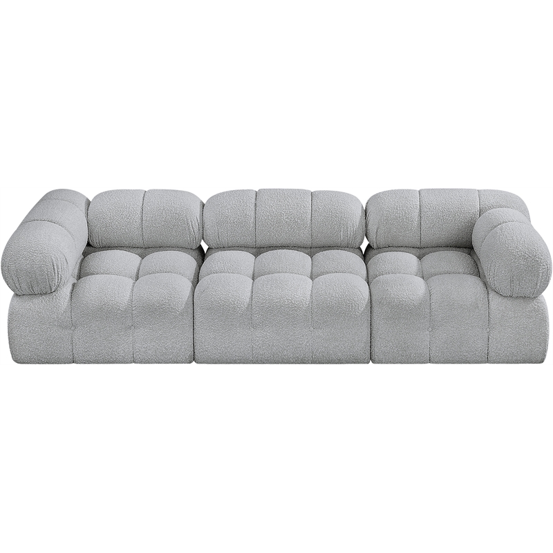 meridian furniture ames grey boucle fabric modular sofa