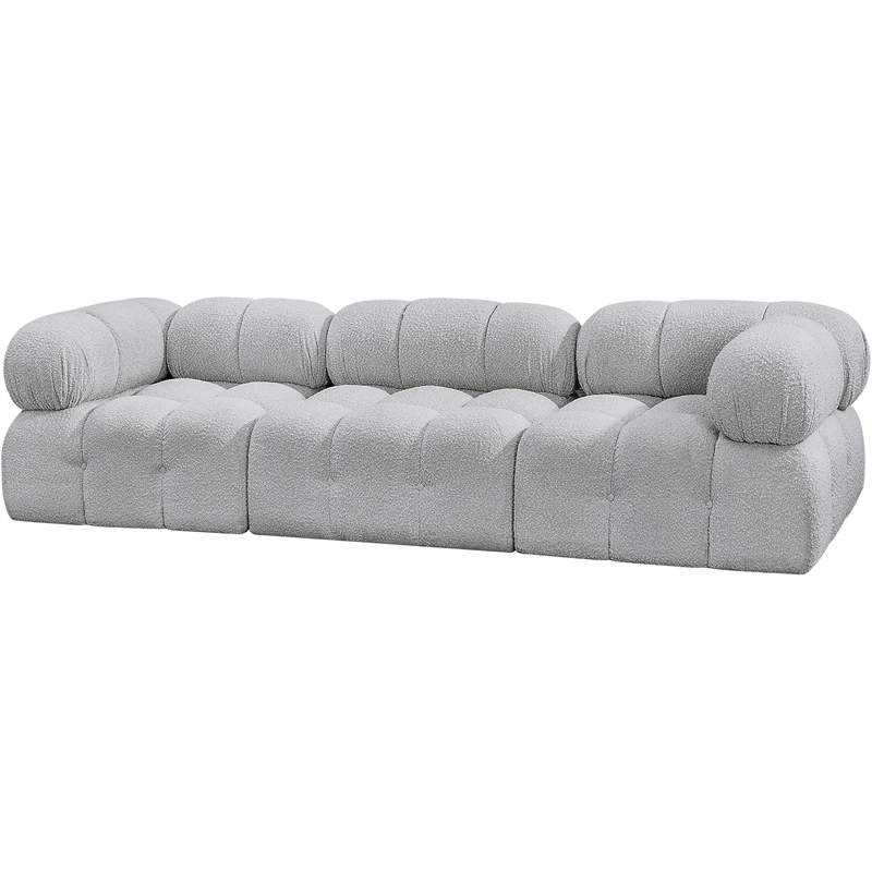 meridian furniture ames grey boucle fabric modular sofa