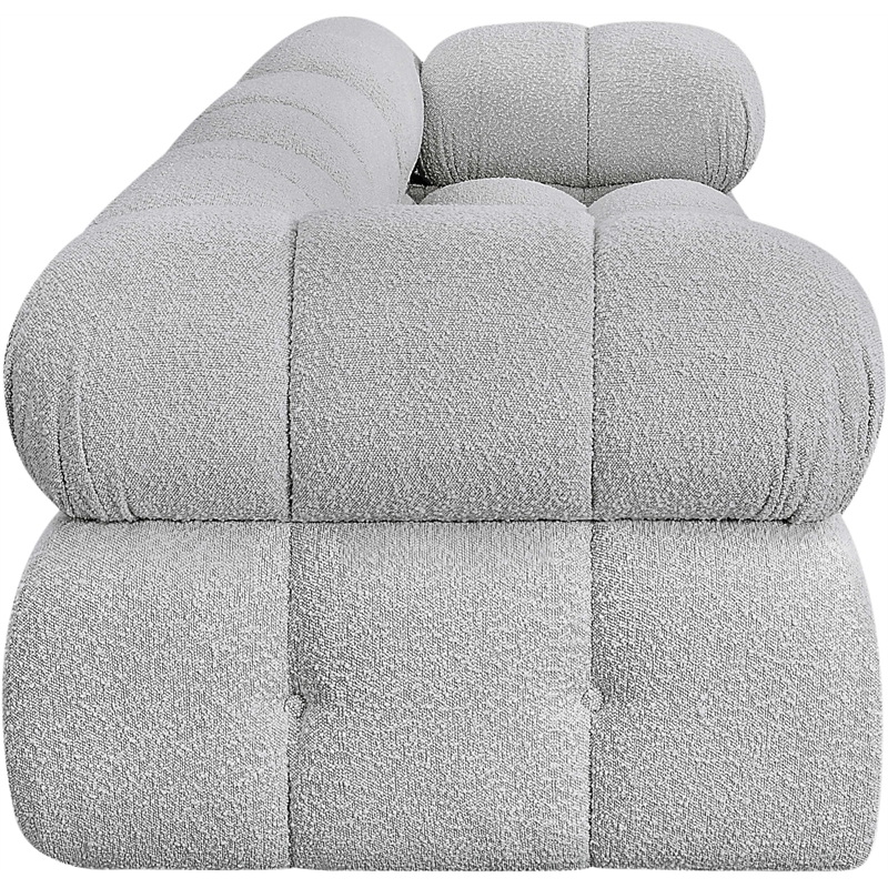 meridian furniture ames grey boucle fabric modular sofa