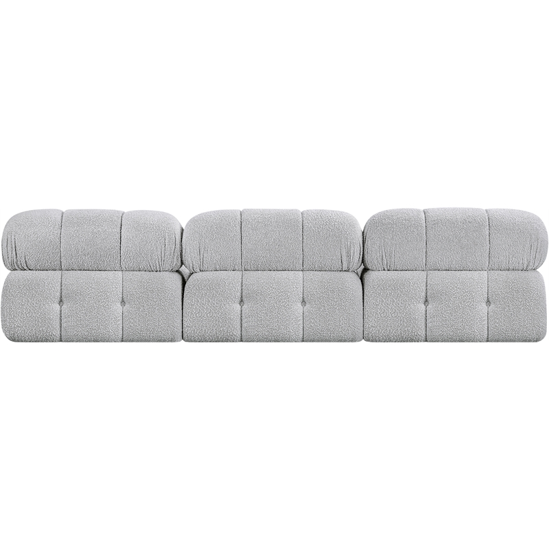 meridian furniture ames grey boucle fabric modular sofa